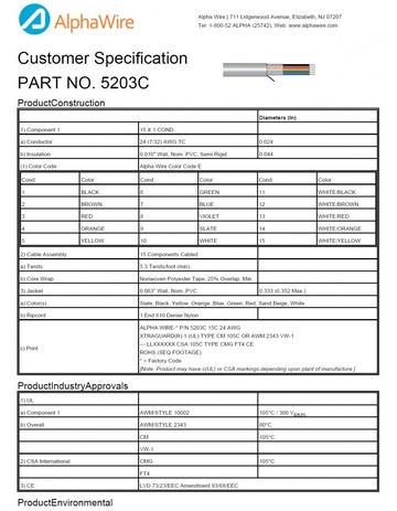 ALPHA-5203C PVC-PVC Awg24 x 15C 300V CA Prop 65, CE, CSA CMG, FT4, UL 10002, UL 2343, CM, VW/1 Xtra-Guard® 1 高性能电缆產品圖