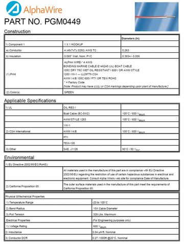 ALPHA-PGM0449 Awg 4 600V 105度C SAE J1128, UL VW-1 船用電線產品圖