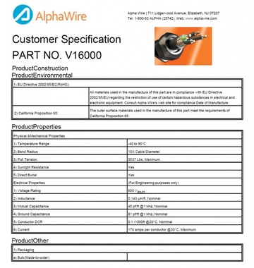 ALPHA-V16000 Awg 1/0 x 3C 600V Double Copper Tape Shielding VFD V 系列變頻驅動器電纜產品圖