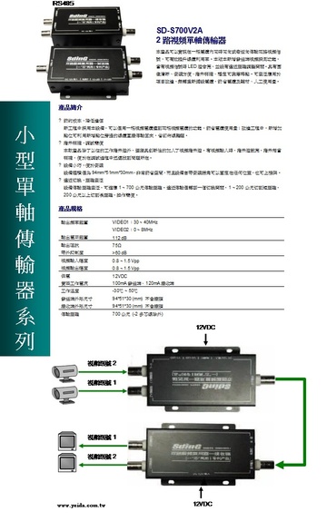 SD-S700V2A 2路視頻單軸傳輸器產品圖