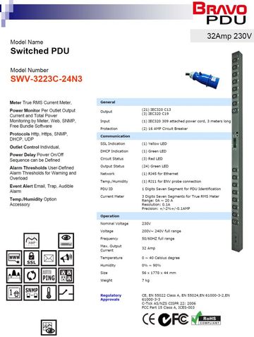 DGP-SWV-3223C-24N3 Switched PDU 32Amp 230V 24孔排插智慧型遠端電源監控器-可遠端控制各個插座開關產品圖