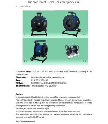 DJ-FO-APC 臨時應急金屬鎧裝光纜跳線(可收放自如) Armored Patch Cord (for emergency use)產品圖