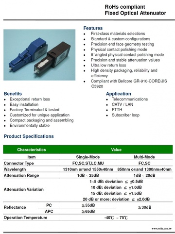 ID-Optical Fiber Coupler, Fixed l Attenuator 光纖耦合器 衰減器產品圖