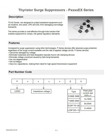 Thyristor Surge Suppressors - PxxxxEX Series 半導體放電管產品圖