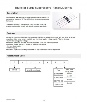 Thyristor Surge Suppressors -PxxxxLX Series 半導體放電管