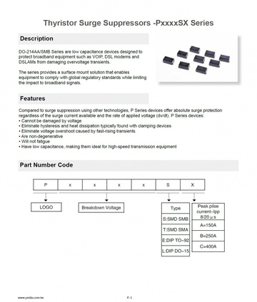 Thyristor Surge Suppressors -PxxxxSX Series 半導體放電管