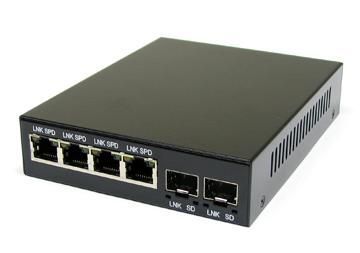 S-KIND-SKC-5224 10/100/1000Mbps Mini GBIC(SFP) 超高速光電轉換器/2埠SFP+4埠電口