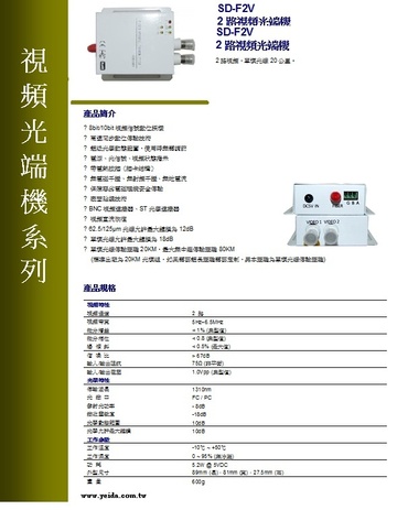 SD-F2V 2路視頻光端機產品圖