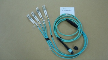 UNI -QSFP MPO/LC Armored type- Patch Cord MPO to LC 50/125 OM3 (Armored)扇出型金屬鎧裝光纖跳接線產品圖