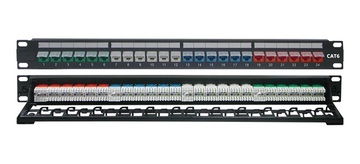 YD-508-24K-C6UM 19吋CAT6跳線面板外掀式透明防塵蓋板加理線架產品圖