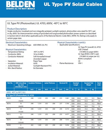 Belden solar cables 太陽能線產品圖