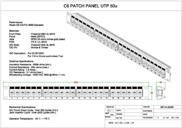 YD-6PLH-240X Cat6 資訊面板
